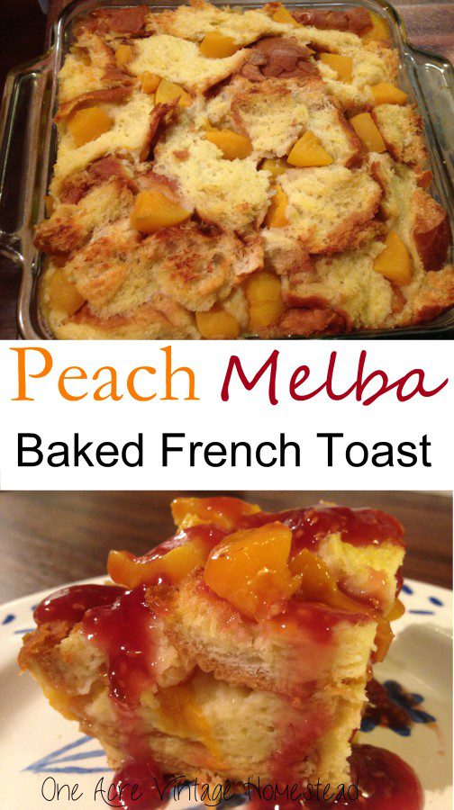 Peach Melba Baked French Toast Breakfast Casserole